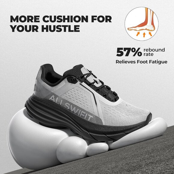 ⚡Women's Grey Black Cushion Lightweight Walking Running Shoes Tennis Sneakers - Picture 2 of 5